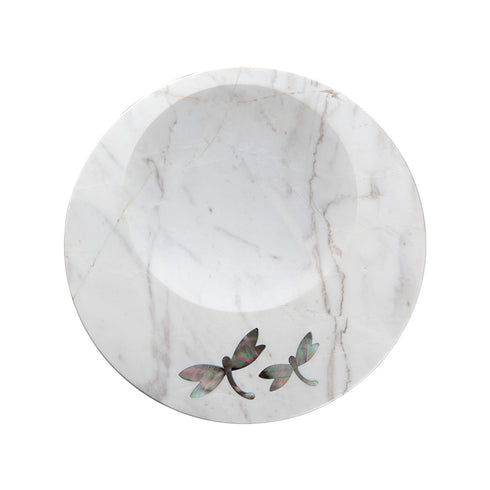 Marble Serving Platter with Mother of Pearl Inlay,